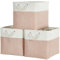 Mangata Lot de 3 boîtes de rangement en tissu (25 x 25 x 25 cm) pour armoire, étagère et vêtements (rose/blanc)