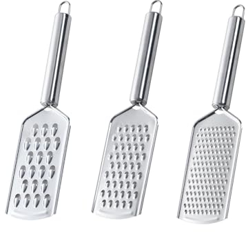 Lcvasvuz, Cheese Grater, Versatile Grating Options, Vegetable Slicer, Kitchen Grater, Ergonomic Design, Efficient Slicing, Stainless Steel, 24.3L x 5.8W x 0.6H cm, Primary Color.