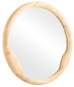 Woodkings Spiegel Barani | runder Wandspiegel 50x50cm aus Mangoholz | Landhausstil für Bad, Flur, Schlafzimmer | Einzigartiges Design