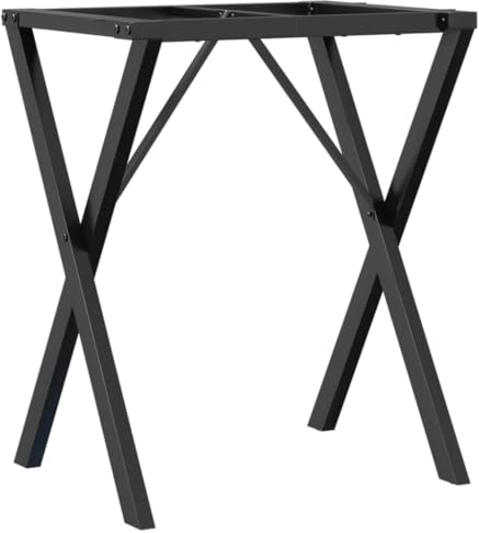 vidaXL Cast Iron X-Frame Dining Table Legs - 60x40x73 cm - Black Finish - Industrial Metal Base - Easy Install - Versatile for Home DIY Projects