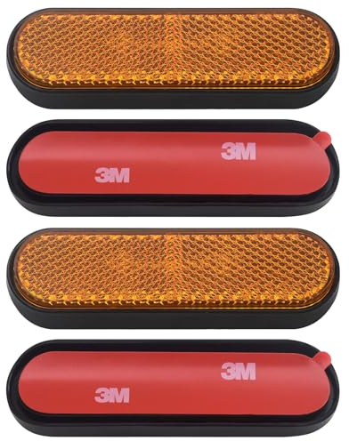 LEBOKJ 4 Stück 100 x 24 x 8mm Motorrad Fahrrad E4 Reflektor Gabel-Reflektor Gelb Rechteckiger Reflektor Selbstklebend Rückstrahler Katzenauge für Motorrad Fahrrad Scooter Selbstklebend Hinten E4