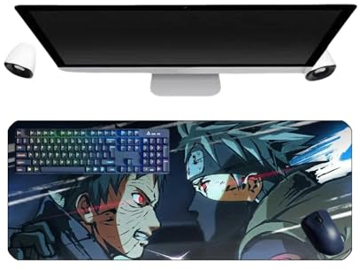 Japanisches Anime Kakashi Obito Mauspad, XL, multifunktional, Gaming-Mauspad, 3 mm, Büro, rutschfest, strukturierte Oberfläche für Computer, Gamer, Zuhause und Laptops