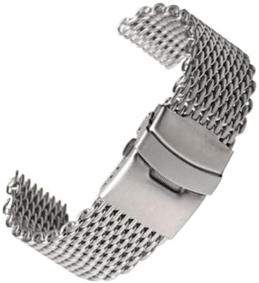 Dive Shark Mesh Milanese Armband 18/20/22/24 mm Edelstahlband passend for Seiko Uhren Armbanduhr(Silver,24mm)