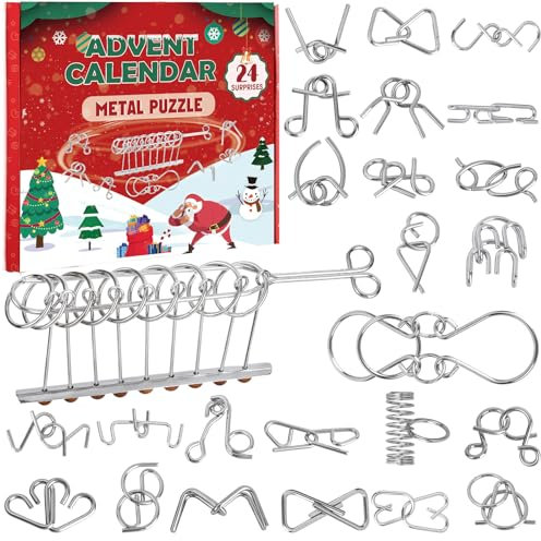 Tutukyle Adventskalender 2025 Kinder Puzzle Spielzeug 25 Metallpuzzle Teenager Erwachsene Metalldraht Puzzles Knobelspielen Weihnachtskalender Weihnachtsgeschenke für Mädchen und Jungen
