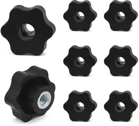 JJWNMLL 8PCS Clamping Screw Knob Star M10-outer Diameter 48 Thumb Bolts Thread Replacement Star Hand Knob Tightening, Black Grip (M10-outer diameter 48)
