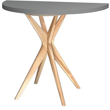 Ragaba Table Ronde Demi Lune Extensible 90cm Gris Béton