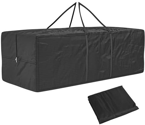 Outsunny Borsa per Cuscini da Giardino, Borsa per Albero di Natale da 840L Impermeabile, Custodia Portaoggetti da Giardino Pieghevole in Tessuto Oxford 600D con Doppia Cerniera e Maniglie, Nero