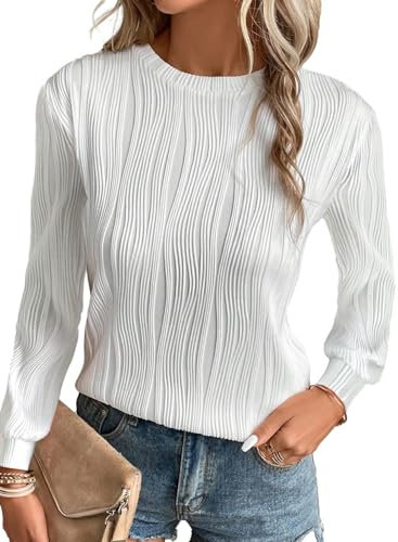 BLENCOT Damen Tunika Langarm Blusen Mode Casual Basic T-Shirts Solid Loose Oberteile Herbst