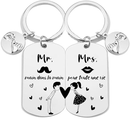 POIUYTRE Cadeau Porte-clés Couple Idéal Cadeau pour Couple Petite Amie Petit Ami Cadeau Saint Valentin pour Femme Homme Porte-clés en forme de cœur Porte-clés pour partenaire (4)