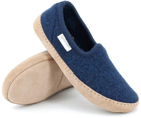 Gottstein Filzpantoffeln Cheyenne aus Mulesing-freier Schaf-Schurwolle – Handgefertigte Hausschuhe aus Wollfilz für Damen & Herren Größe EU 36-47 – Slipper mit gepolsterter Ledersohle