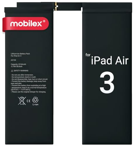 MOBILEX® Batería A2134 para iPad Air 3 | 8134mAh - OEM | Interna Repuesto | Adhesivo Preinstalado | Capacidad Original