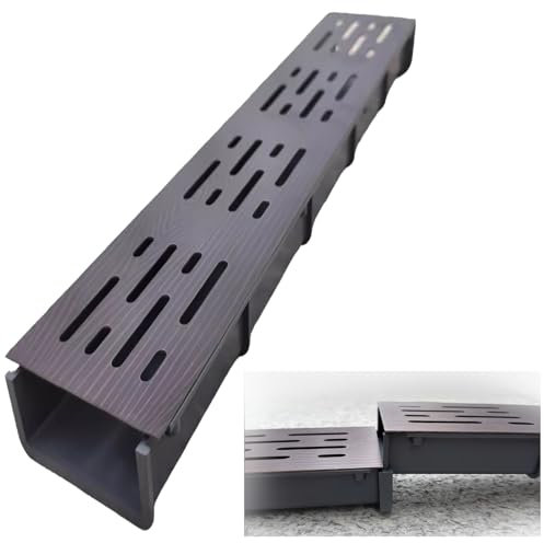 Caniveau Exterieur Caniveaux De Drainage Pour Terrasse En Pavés, Drainage De Tranchée Étroite Avec Grilles, Dérivateur De Drain De Gouttière Souterrain Pour Sous-sol, Balcon, Terrasse De Piscine(50x7.