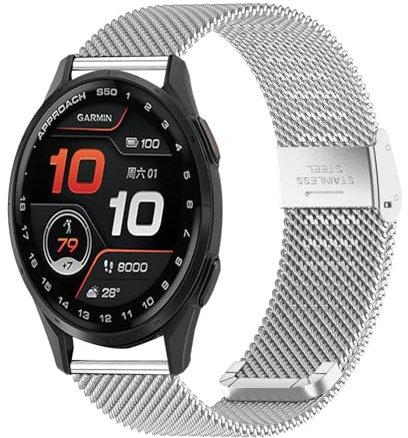 KoGiio 20mm Correa para Garmin Forerunner 165/ Forerunner 165 Music/Vivoactive 5/ vívomove Trend, correa de repuesto de acero inoxidable