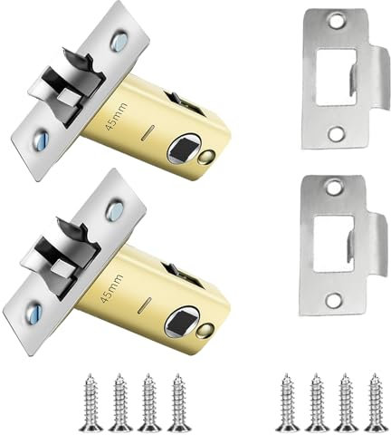 2 Sets 45mm Tubular Latch,Forked Silent Tubular Latch Tubular Mortice Latch Internal Door Locks Inter for Internal Doors Sprung Lever Door Handles
