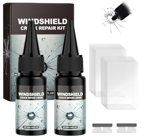 XUDUOO 2 Stück Steinschlag Reparaturset Windschutzscheibe, Windschutzscheibe Reparaturset, Scheiben Eeparaturset Auto, Glas Reparatur Set Zur Reparatur Langer Rissen