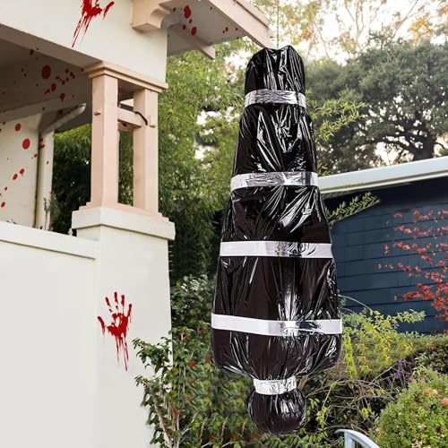 Zecnaud Halloween Deko Leiche Requisiten, Aufblasbare Leiche, Schwarz, Halloween Dekoration für Garten, Spukhaus, Party