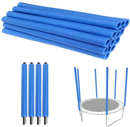 12 fundas de espuma para poste de cama elástica, protectores de goma para trampolín, absorción de golpes y duraderos (azul)