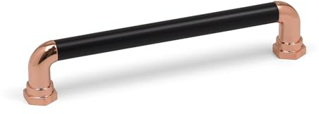 160mm Copper & Matt Black Cabinet Handle Industrial Pipe Cupboard Door Drawer Pull