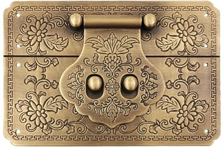 Tiazza 12 cm große, quadratische Messing-Haspe aus reinem Kupfer, Retro-Schloss, Scheibenschloss (Antik Bronze)