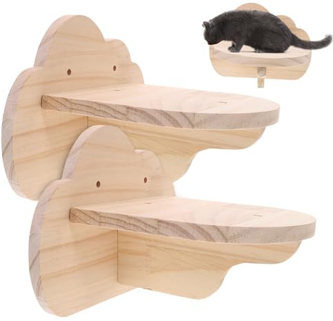HAPINARY 2 Stück Holz Katzen Wandregal Wolkenform Katzenkletterer Wandtreppe Katzenspielplatz Für Wohnungskatzen