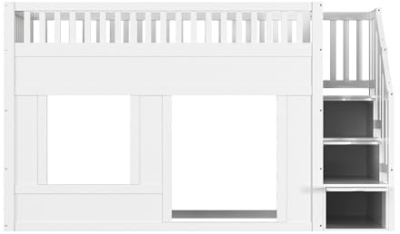Bladez Kinderbett 90x200 cm – Multifunktionales Hochbett mit Treppenschrank & Stauraum, Etagenbett in Weiß, modernes Bettgestell ohne Matratze, sicheres Hochbett für Kinder & Jugendliche (White)