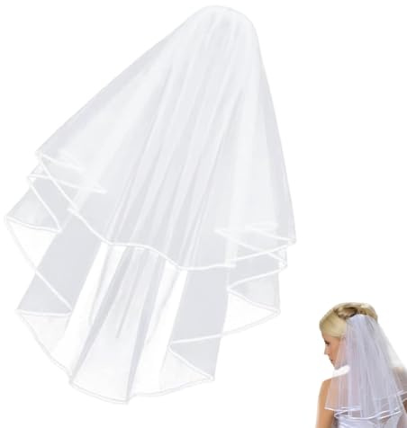Zpeiran Hochzeit Brautschleier,Schleier Kurz Elegent Braut Bridal Tüll mit Kamm Tüll Hochzeitsschleier Hochzeit Kurzer Schleier mit Kamm 60–80 cm,für Hochzeit,JGA Hen Party