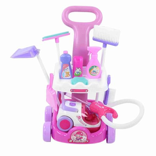 Topiky Reinigungs-Rollenspielset, Lernspielzeug für mit Staubsauger und Besen für Rollenspielspaß und Kognitive Entwicklung, ab 3 Jahren (PINK)