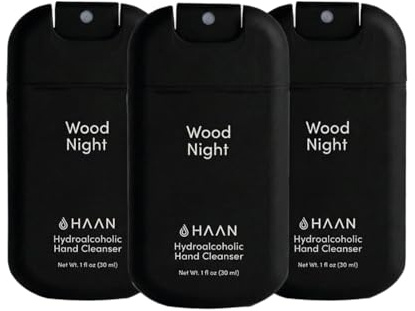 HAAN Feuchtigkeitsspendendes Handspray mit Aloe Vera (3 Stück) – 3 Stück pro Duft: Wood Night – Spray 30 ml