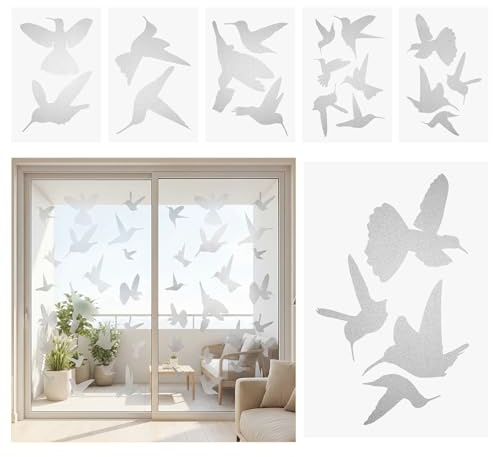 Naler UV Reflective Bird Window Stickers 21pcs 6 Sheets | Static PVC Decals, Identify Glass Surfaces, For Sliding Doors and Windows