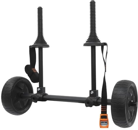 XYCHAO Chariot de kayak amovible en aluminium avec roues de 20 cm, chariot de transport de canoë réglable de 6 à 28 cm, pour kayaks, canoës, planches de paddle jusqu'à 45 kg, avec système de sangle