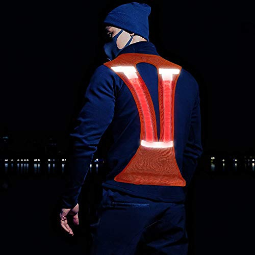 LED Warnweste reflektierende Weste Sicherheitsweste mit reflektierenden Streifen für Outdoor-Aktivitäten bei Dunkelheit (orange)