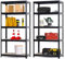 Brigros Scaffale Metallo Garage 180x90x40cm Ad Alta Portata 875kg, 5 Ripiani Mdf, Scaffale Salvaspazio Ideale Per Garage, Officina, Cantina, Magazzino, Design Modulare (Doppio, Nero)