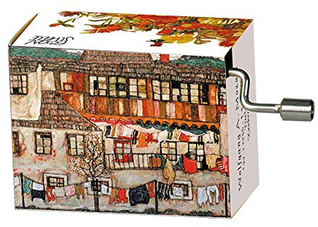 Fridolin Spieluhr/Music Box Mozart - Zauberflöte, Egon Schiele - Haus mit trocknender Wäsche