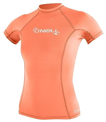 O'Neill Wetsuits Women's Men's Basic Skins Short Sleeve Sun Shirt Rash Vest, Light Grapefruit, XS UK