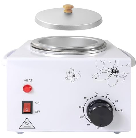 Portable Wax Warmer Machine for Painless Hair Removal, Women Men Professional Wax Heater with Adjustable Temperature Set, 20pcs Sticks (White - Single Pot)