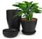 KINGLAKE 8 pezzi 17 cm fioriera in plastica decorativa per interni con vassoio, Nero
