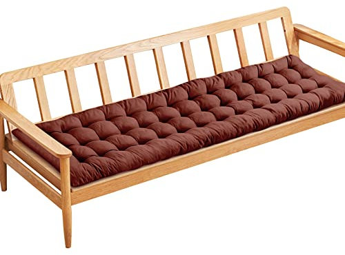PLULON Brown Garden Bench Cushion 2/3 Seater Porch Swing Chair Cushion Bench Seat Pad Mat Furniture Pad for Patio Lawn Lounger 120x48cm