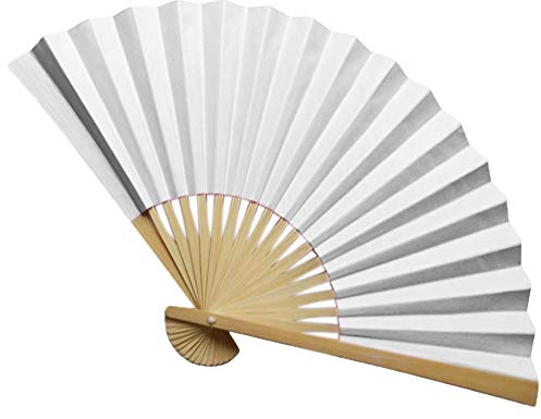 Generic Fan Paper Held Party Hand Chinesischer Bambusfächer Hochzeitsdeko Faltfächer Klimaanlage Staukasten (White, One Size)