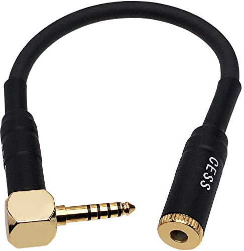 CESS-247 Right Angle 4.4mm Extension Cable, 4.4mm Female to Male for Headphone, 6-Inch