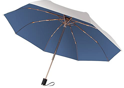 Paraguas Con Filtro solar,Paraguas de Viaje de Doble Cubierta a Prueba de Viento - Recubrimiento de Titanio plateado, Manija Ergonómica - Diseño portátil Compacto y Plegable de Peso Ligero (azul)