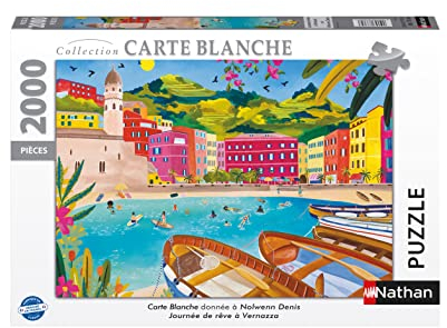 Nathan - Puzzle 2000 Teile - Traumtag in Vernazza - Nolwenn Denis - Erwachsene und Kinder ab 14 Jahren - Hochwertiges Puzzle - Collection Carte Blanche - 87362
