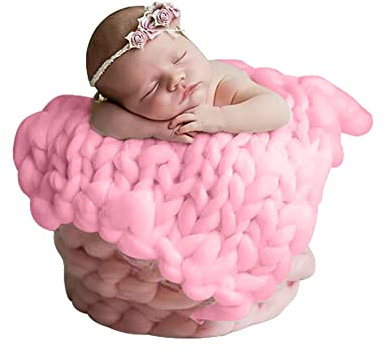 Uposao Newborn Photography Props Blankets, Braided Blanket Basket Filler Baby Photo Backdrop Rug, Baby Photoshoot Posing Bean for Infant Boy or Girl, Professional Baby Photo Prop Cushion