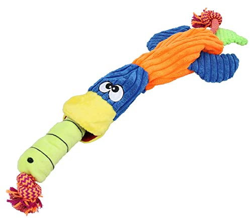 AB Tools Plush Rope Cordy Catchers Duck Dog Play Toy With Squeak Pet Dog Puppy Gift