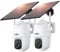 Hiseeu 2 PCs Wireless Solar Battery Powered Security Camera Outdoor with Color Night Vision,2K 360° WiFi PTZ Camera with Solar Panel,PIR Motion Detection,Siren Alarm,IP66 Waterproof,SD/Cloud Storage