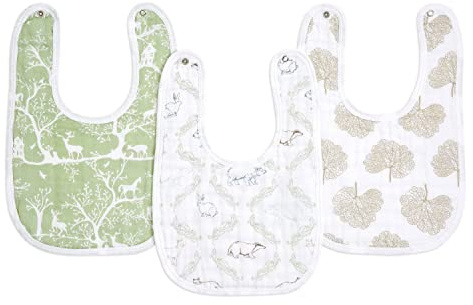 aden + anais essentials Snap Baby Bib, 100 Percent Cotton Muslin, 3 Layer Burp Cloth, Super Soft & Absorbent for Infant, Newborns and Toddlers, Adjustable with Snaps, 3 Pack, harmony, 23x34cm (AD134)