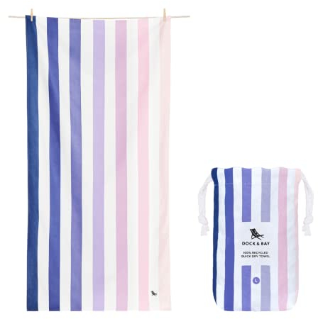 Dock & Bay Strandhandtuch - Schnell trocknende Mikrofaser, ohne Sand - Kompakt, Leicht - 100% recycelt - Inklusive Beutel - Summer - Dusk to Dawn, Large (160x90cm, 63x35)