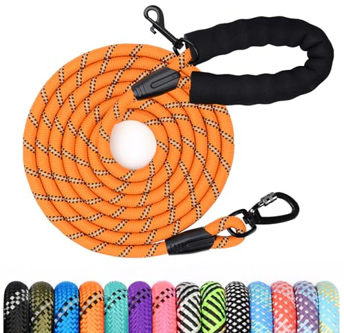 Hundeleine, 1,2 m/1,5 m/2 m/3 m/5 m/10 m/20 m/30 m, mit gepolstertem Robuste Hundeleine, geeignet für das Training und Spazierengehen kleine mittelgroßer und Hunde Abschließbarer Karabine