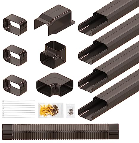 LBG Products Mini-Split-Linien-Set, 10,2 cm breit, 4,2 m, PVC-dekoratives Rohrleitungsabdeckungsset für kanallose Mini-Split-Klimaanlagenzubehör, zentrale Klimaanlage und Wärmepumpe, Braun