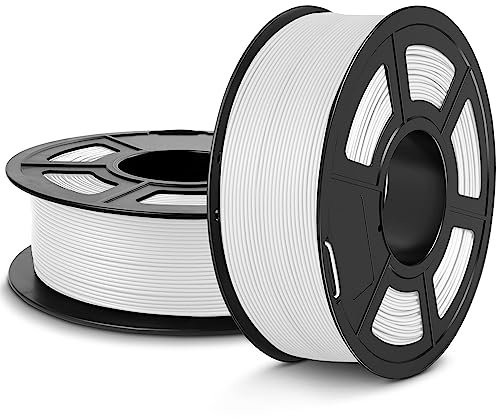 SUNLU Matte PLA Filament 1.75mm, 3D Drucker Filament Mit Matter Oberfläche, Neatly Wound, Einfach Zu Bedienen, 2kg für FDM 3D Drucker, Weiß+Weiß Matte