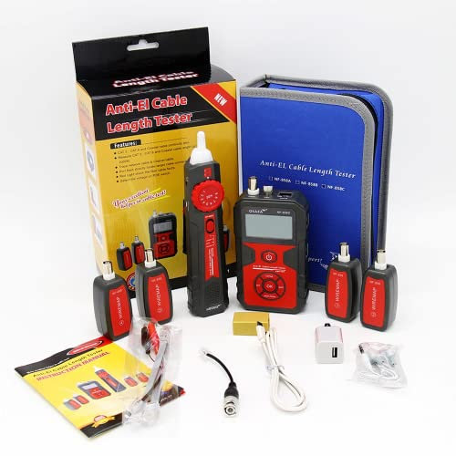 GuliTech Network Cable testers NF-858C Network Cable Tester Portable Cat 5 Cat 6 RJ11 BNC Cable Finder Measuring Cable Length and Breakpoints with Light Cable Tracker(NF-858C)